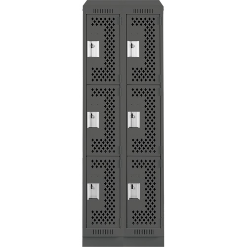 Casiers Clean Line, 3 niveaux, Bloc de 2, 24" x 18" x 82", Acier, Charbon, Rivet (assembl&eacute;), Perfor&eacute; Distribution Élite MP