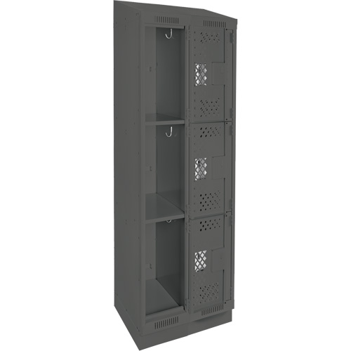 Casiers Clean Line, 3 niveaux, Bloc de 2, 24" x 18" x 82", Acier, Charbon, Rivet (assembl&eacute;), Perfor&eacute; Distribution Élite MP