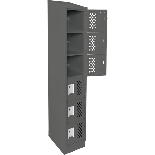 Assembled Lockerettes Clean Line Perforated Economy Lockers, 6 -tier, 18" x 72" x 12", Steel Distribution Élite MP