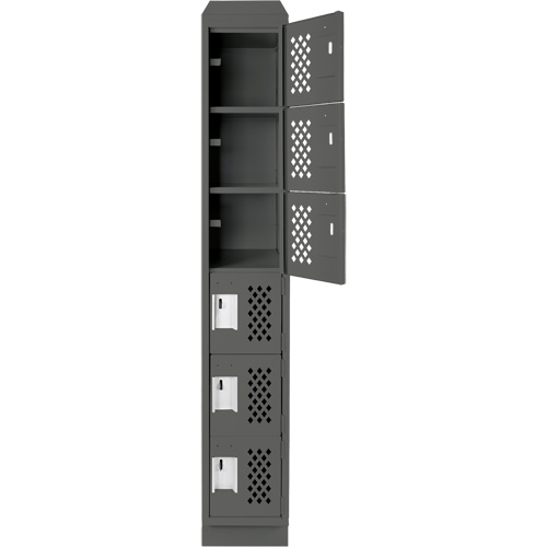 Assembled Lockerettes Clean Line Perforated Economy Lockers, 6 -tier, 18" x 72" x 12", Steel Distribution Élite MP