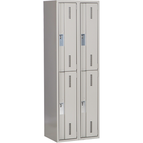 Concorde Heavy-Duty Lockers, 2 -tier, Bank of 2, 24" x 18" x 72", Steel, Grey, Welded (Assembled) Distribution Élite MP