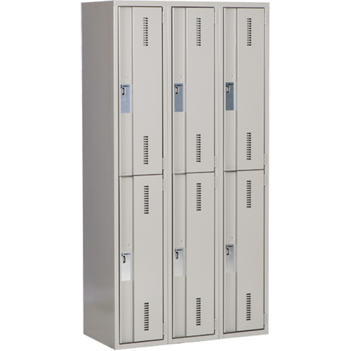 Concorde Heavy-Duty Lockers, 2 -tier, Bank of 3, 36" x 18" x 72", Steel, Grey, Welded (Assembled) Distribution Élite MP