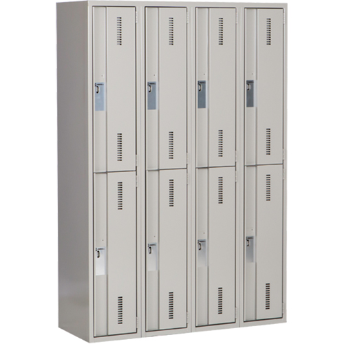 Concorde Heavy-Duty Lockers, 2 -tier, Bank of 4, 48" x 18" x 72", Steel, Grey, Welded (Assembled) Distribution Élite MP