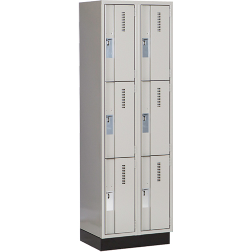 Concorde Heavy-Duty Lockers, 3 -tier, Bank of 2, 24" x 18" x 76", Steel, Grey, Welded (Assembled) Distribution Élite MP