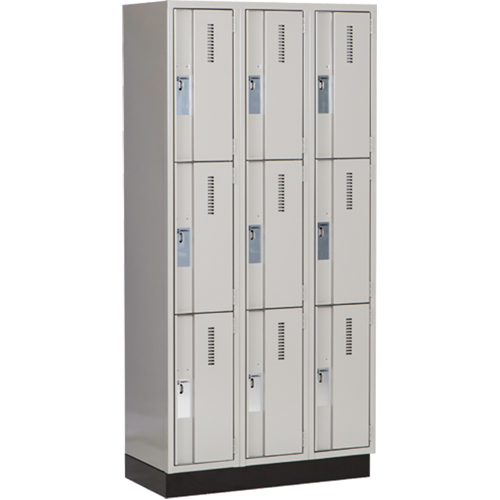 Concorde Heavy-Duty Lockers, 3 -tier, Bank of 3, 36" x 18" x 76", Steel, Grey, Welded (Assembled) Distribution Élite MP