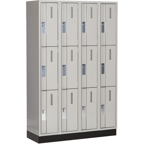 Concorde Heavy-Duty Lockers, 3 -tier, Bank of 4, 48" x 18" x 76", Steel, Grey, Welded (Assembled) Distribution Élite MP