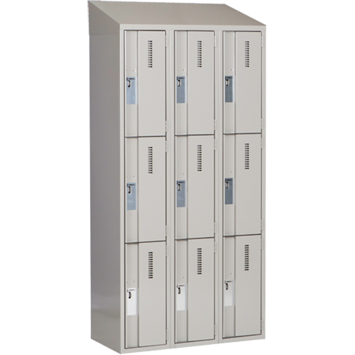 Concorde Heavy-Duty Lockers, 3 -tier, Bank of 3, 36" x 18" x 78", Steel, Grey, Welded (Assembled) Distribution Élite MP