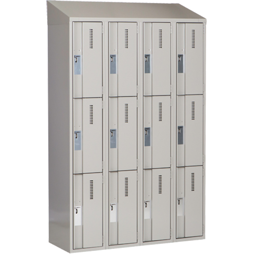 Concorde Heavy-Duty Lockers, 3 -tier, Bank of 4, 48" x 18" x 78", Steel, Grey, Welded (Assembled) Distribution Élite MP