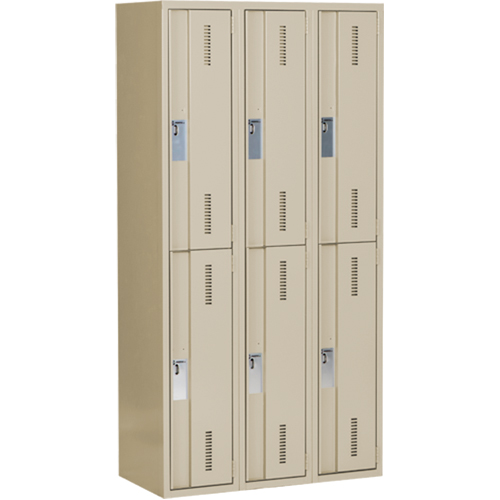 Concorde Heavy-Duty Lockers, 2 -tier, Bank of 3, 36" x 18" x 72", Steel, Beige, Welded (Assembled) Distribution Élite MP
