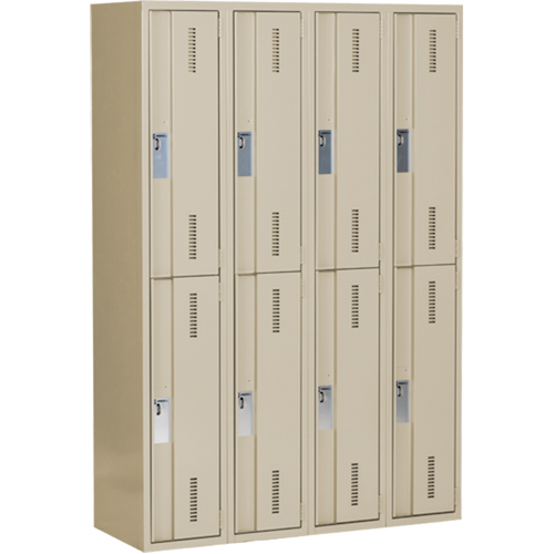 Concorde Heavy-Duty Lockers, 2 -tier, Bank of 4, 48" x 18" x 72", Steel, Beige, Welded (Assembled) Distribution Élite MP