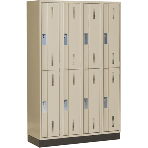 Casiers robustes Concorde, 2 niveaux, Bloc de 4, 48" x 18" x 76", Acier, Beige, Soud&eacute; (assembl&eacute;) Distribution Élite MP