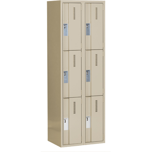 Concorde Heavy-Duty Lockers, 3 -tier, Bank of 2, 24" x 18" x 72", Steel, Beige, Welded (Assembled) Distribution Élite MP