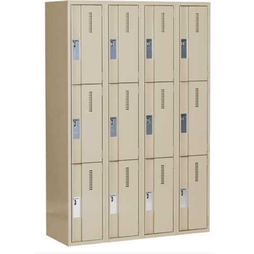 Casiers robustes Concorde, 3 niveaux, Bloc de 4, 48" x 18" x 72", Acier, Beige, Soud&eacute; (assembl&eacute;) Distribution Élite MP