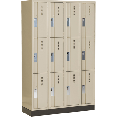 Concorde Heavy-Duty Lockers, 3 -tier, Bank of 4, 48" x 18" x 76", Steel, Beige, Welded (Assembled) Distribution Élite MP