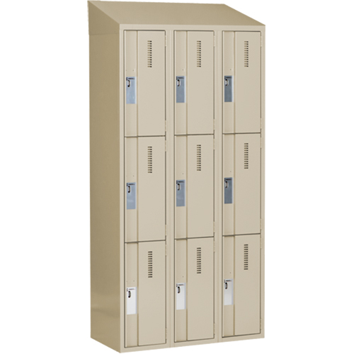 Concorde Heavy-Duty Lockers, 3 -tier, Bank of 3, 36" x 18" x 78", Steel, Beige, Welded (Assembled) Distribution Élite MP