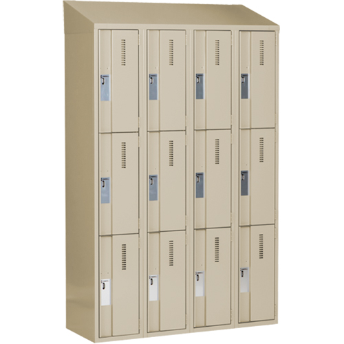 Concorde Heavy-Duty Lockers, 3 -tier, Bank of 4, 48" x 18" x 78", Steel, Beige, Welded (Assembled) Distribution Élite MP