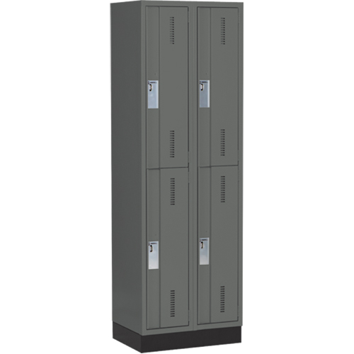 Concorde Heavy-Duty Lockers, 2 -tier, Bank of 2, 24" x 18" x 76", Steel, Charcoal, Welded (Assembled) Distribution Élite MP