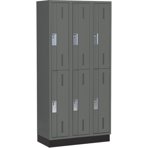 Casiers robustes Concorde, 2 niveaux, Bloc de 3, 36" x 18" x 76", Acier, Charbon, Soud&eacute; (assembl&eacute;) Distribution Élite MP