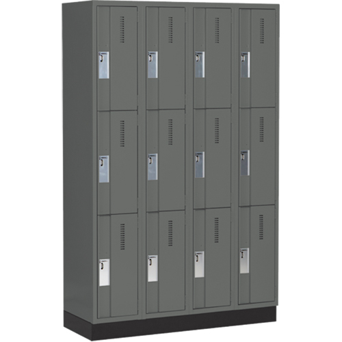 Casiers robustes Concorde, 3 niveaux, Bloc de 4, 48" x 18" x 76", Acier, Charbon, Soud&eacute; (assembl&eacute;) Distribution Élite MP