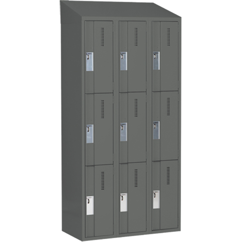 Concorde Heavy-Duty Lockers, 3 -tier, Bank of 3, 36" x 18" x 78", Steel, Charcoal, Welded (Assembled) Distribution Élite MP