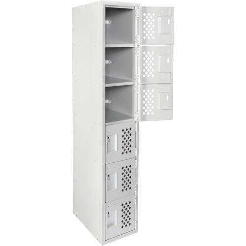 Clean-Line Perforated Lockerette, 6 -tier, 15" x 72" x 12", Steel Distribution Élite MP