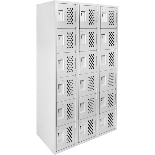 Clean-Line Perforated Lockerette, 6 -tier, Bank of 3, 15" x 72" x 12", Steel Distribution Élite MP