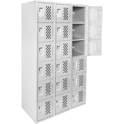 Clean-Line Perforated Lockerette, 6 -tier, Bank of 3, 15" x 72" x 12", Steel Distribution Élite MP