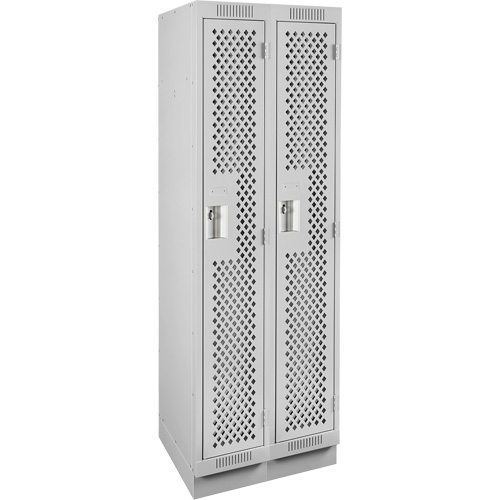 Clean Line Lockers, Bank of 2, 24" x 12" x 76", Steel, Grey, Rivet (Assembled), Perforated Distribution Élite MP
