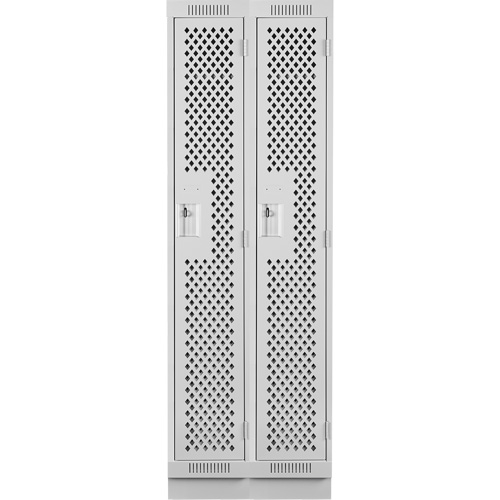 Clean Line Lockers, Bank of 2, 24" x 12" x 76", Steel, Grey, Rivet (Assembled), Perforated Distribution Élite MP