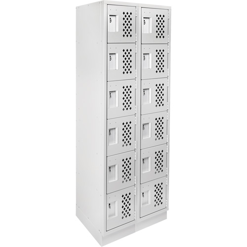 Assembled Lockerettes Clean Line Perforated Economy Lockers, 6 -tier, Bank of 2, 18" x 72" x 12", Steel Distribution Élite MP