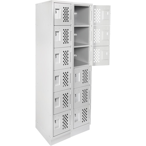 Assembled Lockerettes Clean Line Perforated Economy Lockers, 6 -tier, Bank of 2, 18" x 72" x 12", Steel Distribution Élite MP