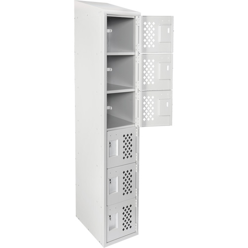 Assembled Lockerettes Clean Line Perforated Economy Lockers, 6 -tier, 18" x 72" x 12", Steel Distribution Élite MP