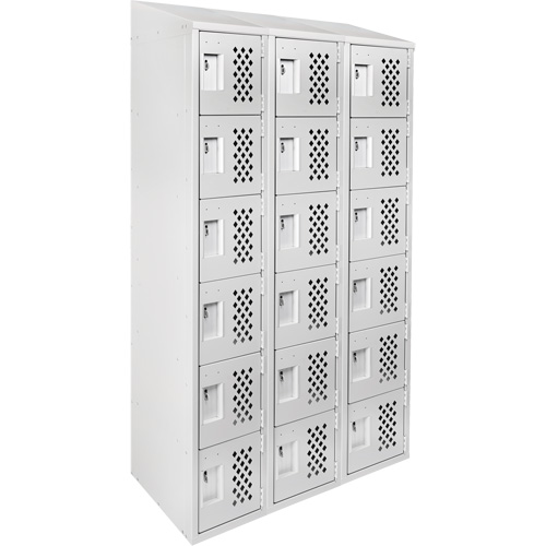 Assembled Lockerettes Clean Line Perforated Economy Lockers, 6 -tier, Bank of 3, 18" x 72" x 12", Steel Distribution Élite MP