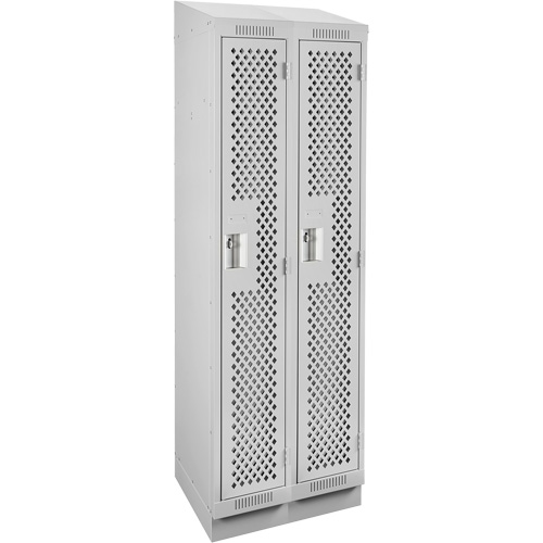 Clean Line Lockers, Bank of 2, 24" x 18" x 82", Steel, Grey, Rivet (Assembled), Perforated Distribution Élite MP