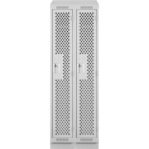 Clean Line Lockers, Bank of 2, 24" x 18" x 82", Steel, Grey, Rivet (Assembled), Perforated Distribution Élite MP