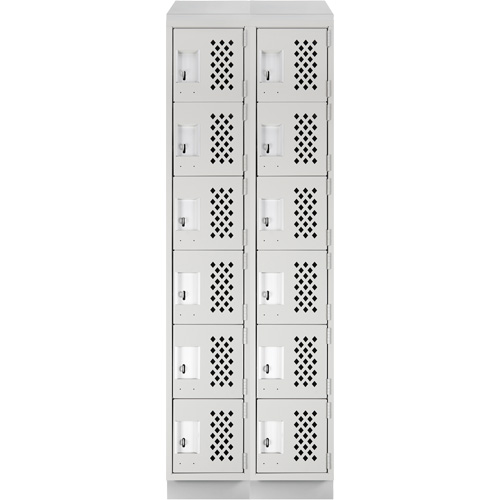 Assembled Lockerettes Clean Line Perforated Economy Lockers, 6 -tier, Bank of 2, 18" x 72" x 12", Steel Distribution Élite MP