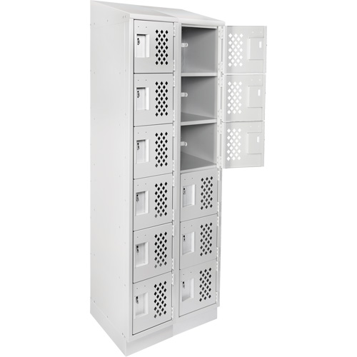 Assembled Lockerettes Clean Line Perforated Economy Lockers, 6 -tier, Bank of 2, 18" x 72" x 12", Steel Distribution Élite MP