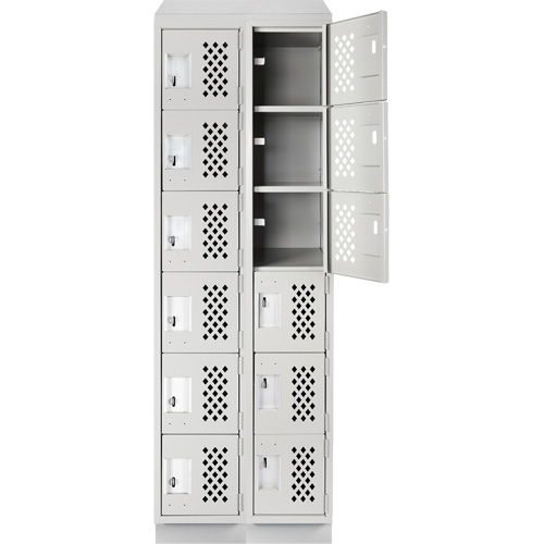 Assembled Lockerettes Clean Line Perforated Economy Lockers, 6 -tier, Bank of 2, 18" x 72" x 12", Steel Distribution Élite MP