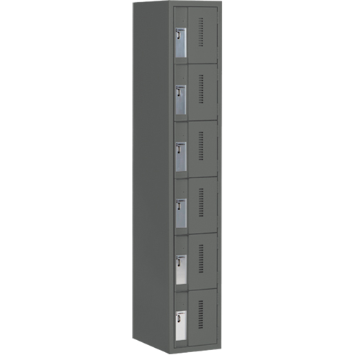 Concorde Heavy-Duty Lockers, 6 -tier, 12" x 18" x 72", Steel, Charcoal, Welded (Assembled) Distribution Élite MP