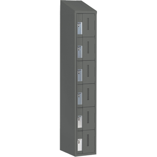 Concorde Heavy-Duty Lockers, 6 -tier, 12" x 18" x 78", Steel, Charcoal, Welded (Assembled) Distribution Élite MP