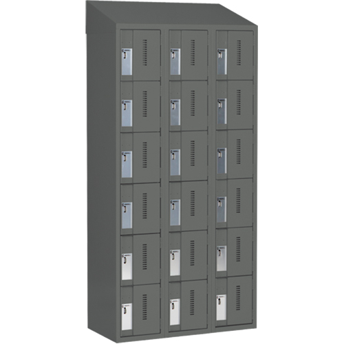Concorde Heavy-Duty Lockers, 6 -tier, Bank of 3, 36" x 18" x 78", Steel, Charcoal, Welded (Assembled) Distribution Élite MP