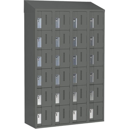 Concorde Heavy-Duty Lockers, 6 -tier, Bank of 4, 48" x 18" x 78", Steel, Charcoal, Welded (Assembled) Distribution Élite MP