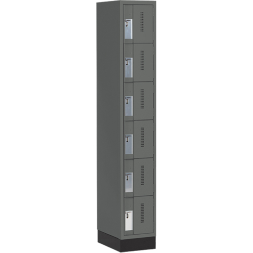 Concorde Heavy-Duty Lockers, 6 -tier, 12" x 18" x 76", Steel, Charcoal, Welded (Assembled) Distribution Élite MP
