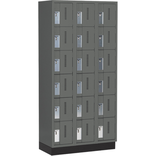 Concorde Heavy-Duty Lockers, 6 -tier, Bank of 3, 36" x 18" x 76", Steel, Charcoal, Welded (Assembled) Distribution Élite MP