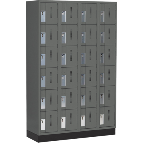 Concorde Heavy-Duty Lockers, 6 -tier, Bank of 4, 48" x 18" x 76", Steel, Charcoal, Welded (Assembled) Distribution Élite MP
