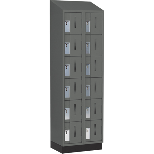 Concorde Heavy-Duty Lockers, 6 -tier, Bank of 2, 24" x 18" x 82", Steel, Charcoal, Welded (Assembled) Distribution Élite MP