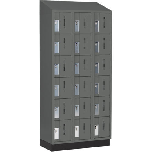 Concorde Heavy-Duty Lockers, 6 -tier, Bank of 3, 36" x 18" x 82", Steel, Charcoal, Welded (Assembled) Distribution Élite MP