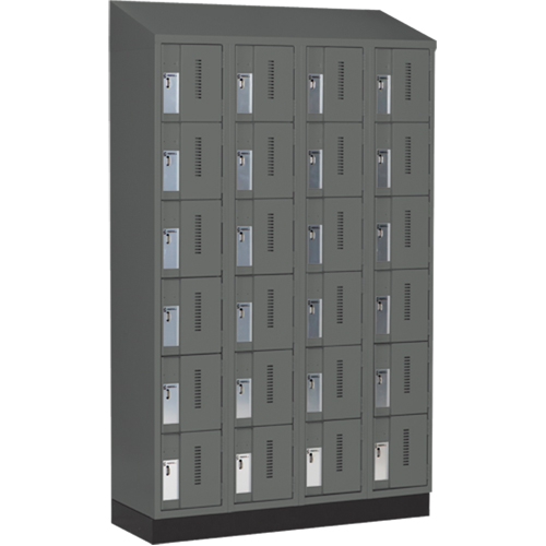 Concorde Heavy-Duty Lockers, 6 -tier, Bank of 4, 48" x 18" x 82", Steel, Charcoal, Welded (Assembled) Distribution Élite MP