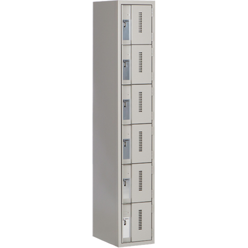 Concorde Heavy-Duty Lockers, 6 -tier, 12" x 18" x 72", Steel, Grey, Welded (Assembled) Distribution Élite MP