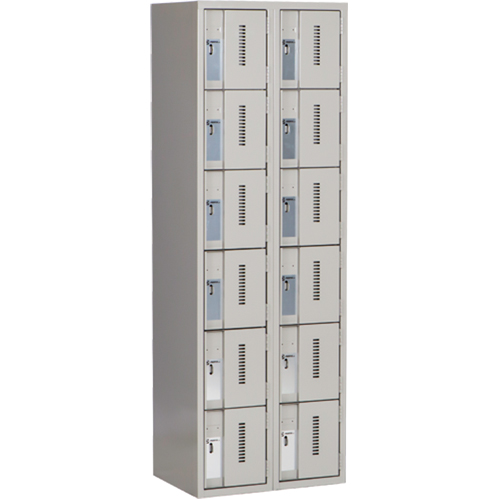 Concorde Heavy-Duty Lockers, 6 -tier, Bank of 2, 24" x 18" x 72", Steel, Grey, Welded (Assembled) Distribution Élite MP